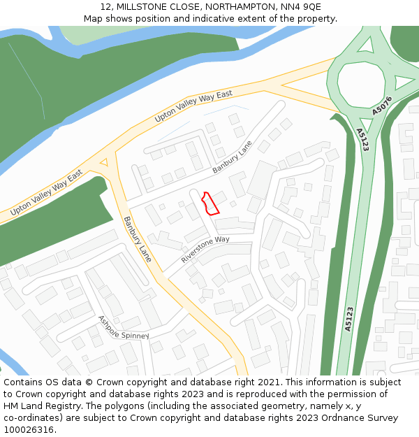 12, MILLSTONE CLOSE, NORTHAMPTON, NN4 9QE: Location map and indicative extent of plot