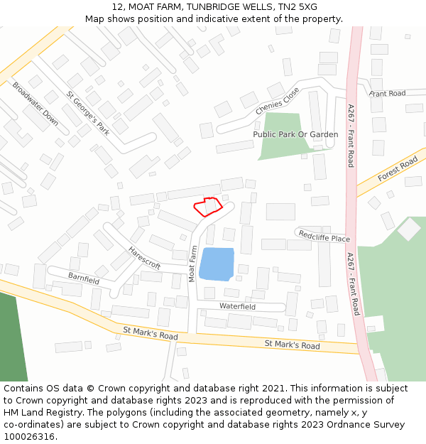 12, MOAT FARM, TUNBRIDGE WELLS, TN2 5XG: Location map and indicative extent of plot