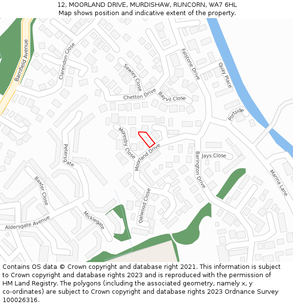 12, MOORLAND DRIVE, MURDISHAW, RUNCORN, WA7 6HL: Location map and indicative extent of plot