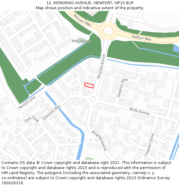 12, MORGRAIG AVENUE, NEWPORT, NP10 8UP: Location map and indicative extent of plot