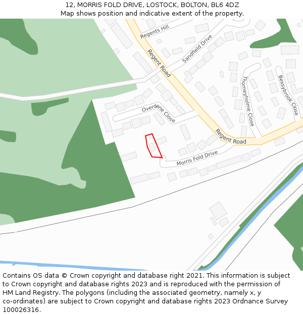 12, MORRIS FOLD DRIVE, LOSTOCK, BOLTON, BL6 4DZ: Location map and indicative extent of plot