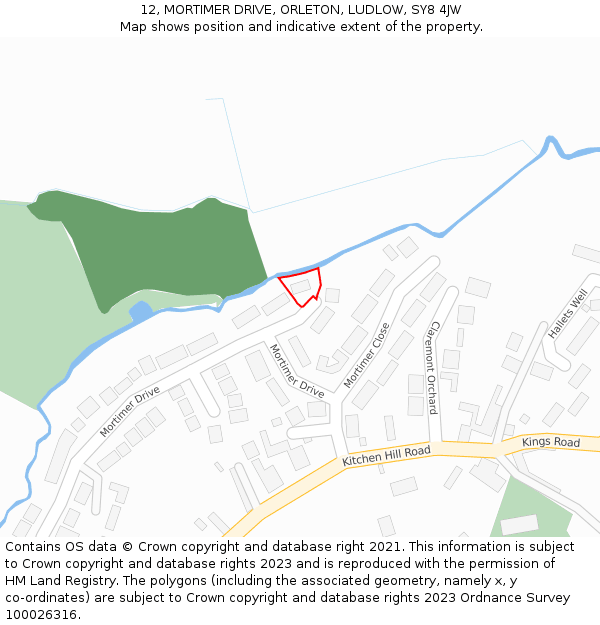 12, MORTIMER DRIVE, ORLETON, LUDLOW, SY8 4JW: Location map and indicative extent of plot