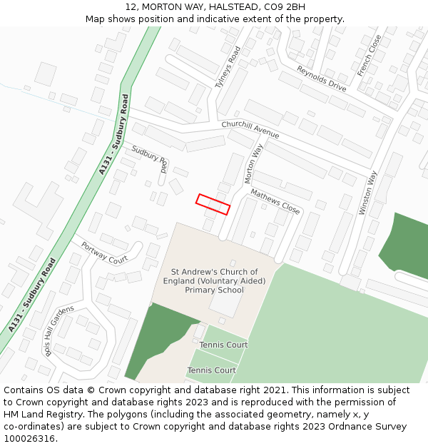 12, MORTON WAY, HALSTEAD, CO9 2BH: Location map and indicative extent of plot