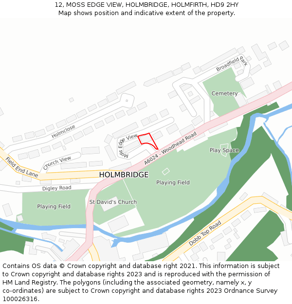 12, MOSS EDGE VIEW, HOLMBRIDGE, HOLMFIRTH, HD9 2HY: Location map and indicative extent of plot