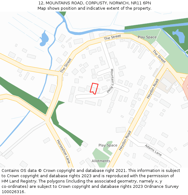 12, MOUNTAINS ROAD, CORPUSTY, NORWICH, NR11 6PN: Location map and indicative extent of plot