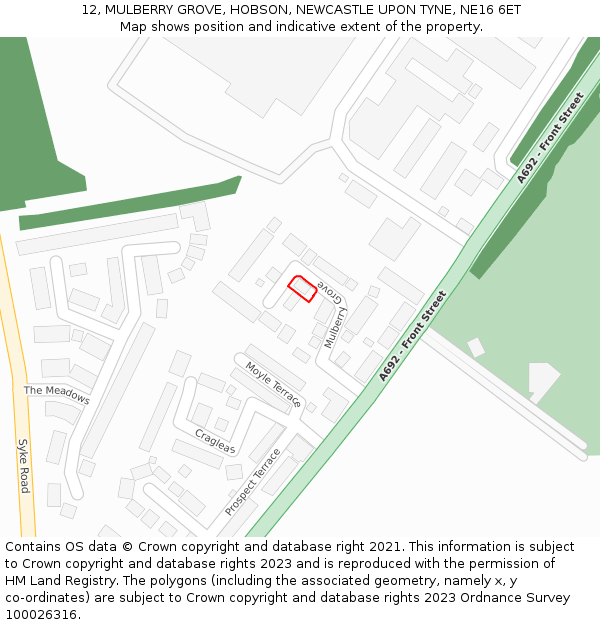 12, MULBERRY GROVE, HOBSON, NEWCASTLE UPON TYNE, NE16 6ET: Location map and indicative extent of plot