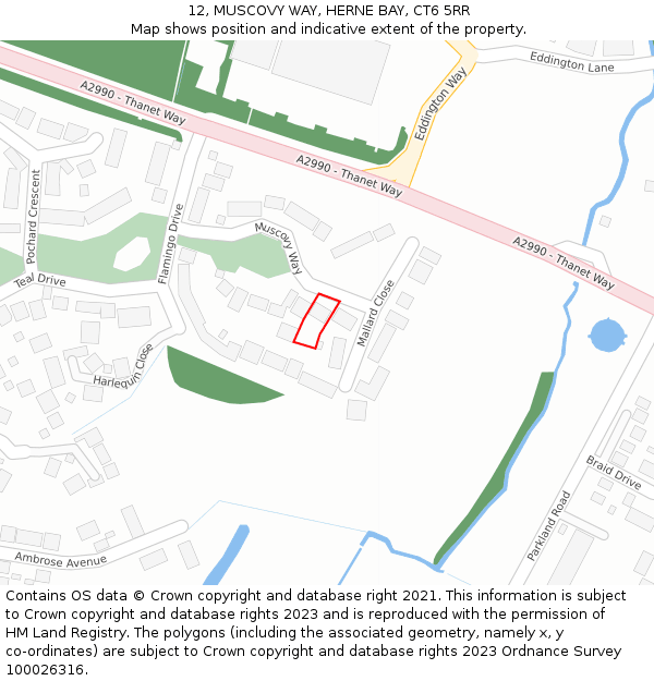 12, MUSCOVY WAY, HERNE BAY, CT6 5RR: Location map and indicative extent of plot