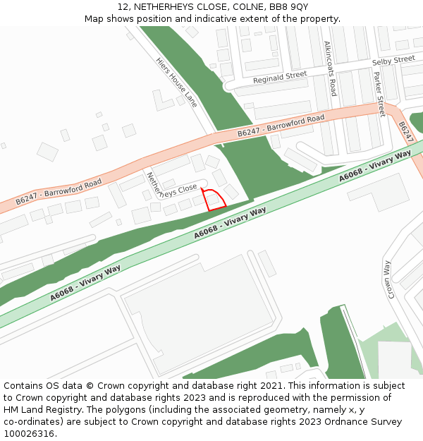 12, NETHERHEYS CLOSE, COLNE, BB8 9QY: Location map and indicative extent of plot