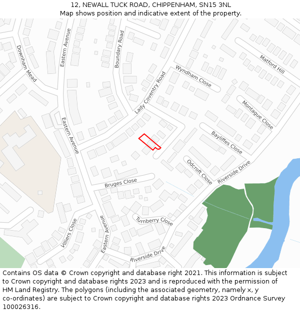 12, NEWALL TUCK ROAD, CHIPPENHAM, SN15 3NL: Location map and indicative extent of plot