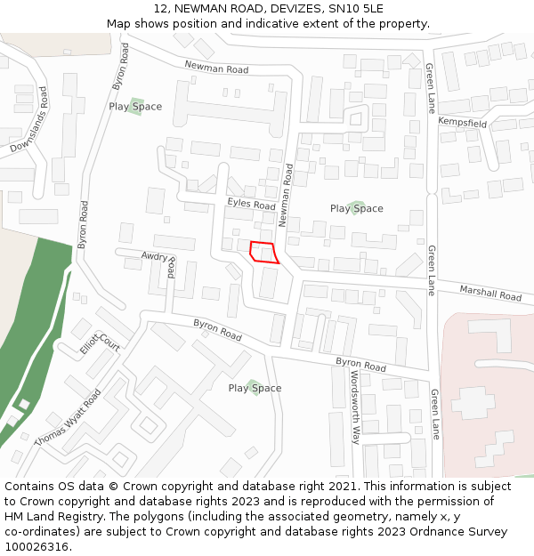12, NEWMAN ROAD, DEVIZES, SN10 5LE: Location map and indicative extent of plot