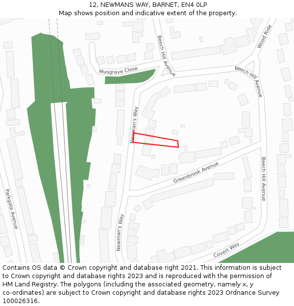 12, NEWMANS WAY, BARNET, EN4 0LP: Location map and indicative extent of plot