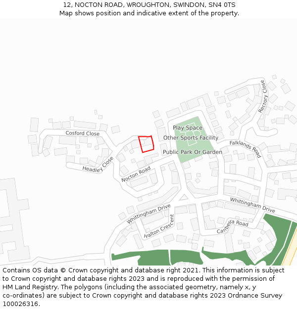 12, NOCTON ROAD, WROUGHTON, SWINDON, SN4 0TS: Location map and indicative extent of plot