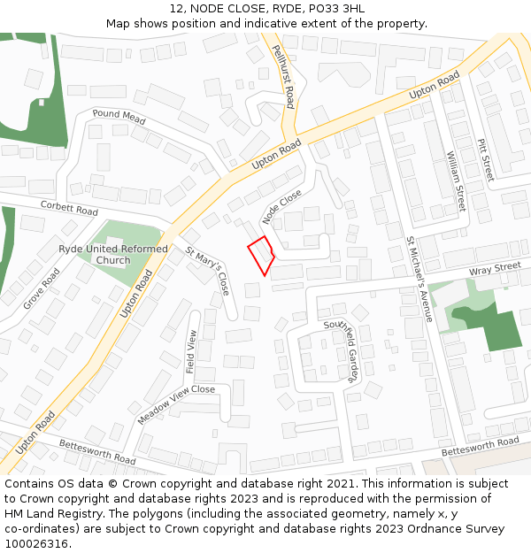 12, NODE CLOSE, RYDE, PO33 3HL: Location map and indicative extent of plot