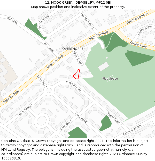 12, NOOK GREEN, DEWSBURY, WF12 0BJ: Location map and indicative extent of plot