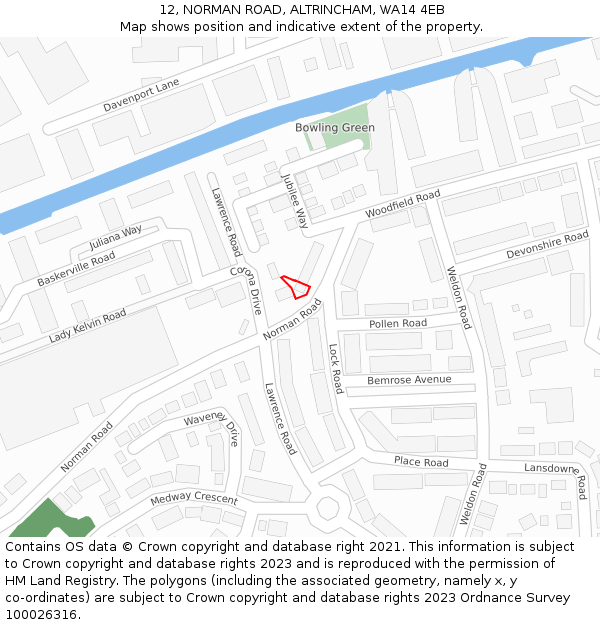 12, NORMAN ROAD, ALTRINCHAM, WA14 4EB: Location map and indicative extent of plot