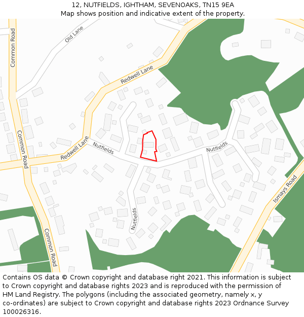 12, NUTFIELDS, IGHTHAM, SEVENOAKS, TN15 9EA: Location map and indicative extent of plot