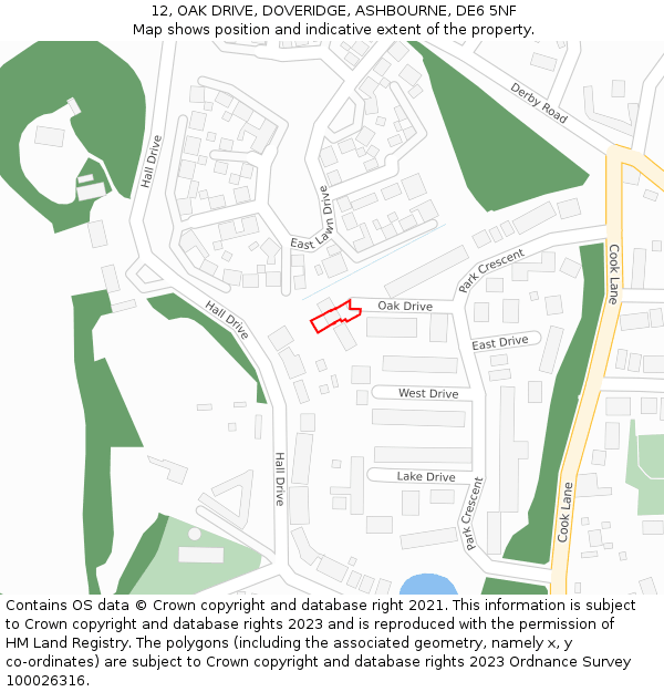 12, OAK DRIVE, DOVERIDGE, ASHBOURNE, DE6 5NF: Location map and indicative extent of plot