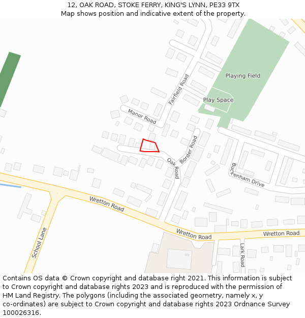 12, OAK ROAD, STOKE FERRY, KING'S LYNN, PE33 9TX: Location map and indicative extent of plot