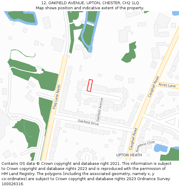 12, OAKFIELD AVENUE, UPTON, CHESTER, CH2 1LQ: Location map and indicative extent of plot