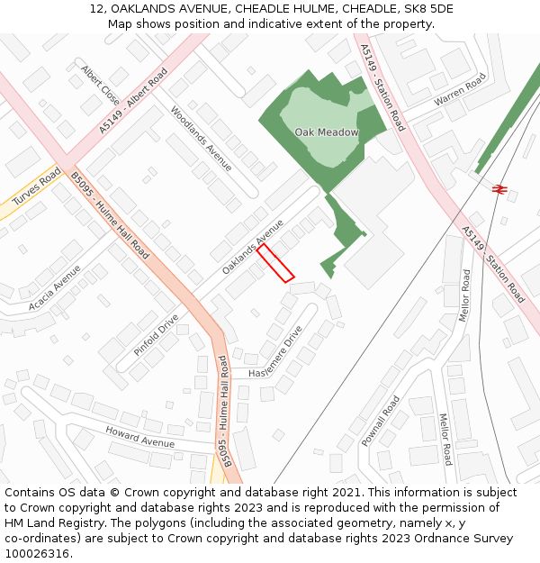 12, OAKLANDS AVENUE, CHEADLE HULME, CHEADLE, SK8 5DE: Location map and indicative extent of plot