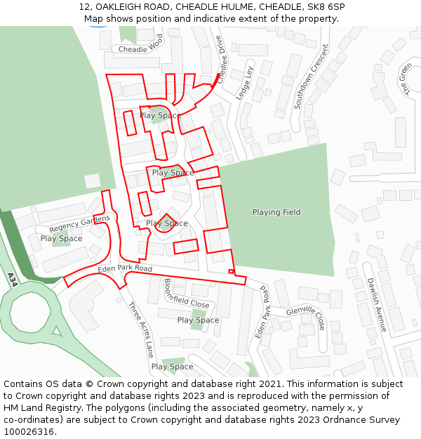 12, OAKLEIGH ROAD, CHEADLE HULME, CHEADLE, SK8 6SP: Location map and indicative extent of plot