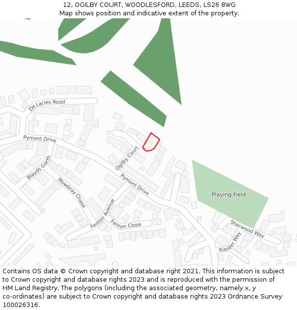 12, OGILBY COURT, WOODLESFORD, LEEDS, LS26 8WG: Location map and indicative extent of plot