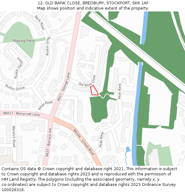12, OLD BANK CLOSE, BREDBURY, STOCKPORT, SK6 1AF: Location map and indicative extent of plot