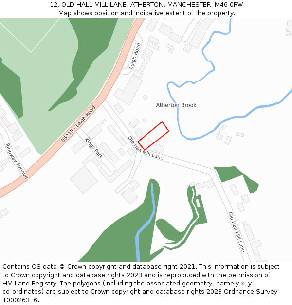 12, OLD HALL MILL LANE, ATHERTON, MANCHESTER, M46 0RW: Location map and indicative extent of plot