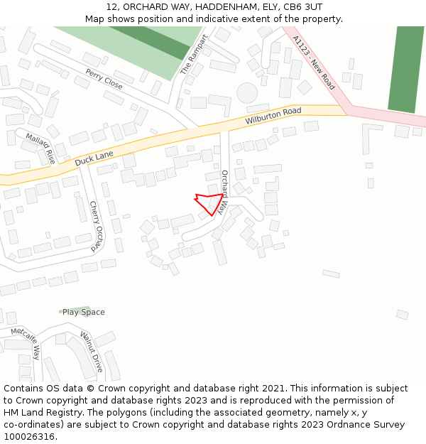 12, ORCHARD WAY, HADDENHAM, ELY, CB6 3UT: Location map and indicative extent of plot