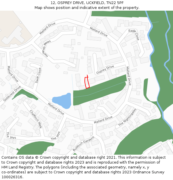 12, OSPREY DRIVE, UCKFIELD, TN22 5PF: Location map and indicative extent of plot