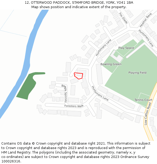 12, OTTERWOOD PADDOCK, STAMFORD BRIDGE, YORK, YO41 1BA: Location map and indicative extent of plot