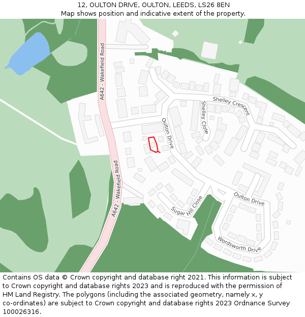 12, OULTON DRIVE, OULTON, LEEDS, LS26 8EN: Location map and indicative extent of plot