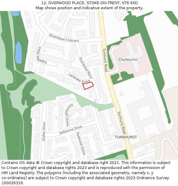 12, OVERWOOD PLACE, STOKE-ON-TRENT, ST6 6XD: Location map and indicative extent of plot