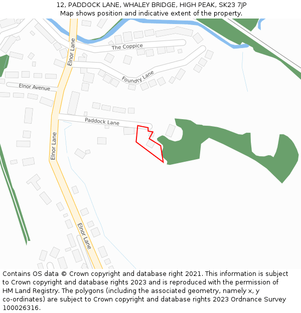 12, PADDOCK LANE, WHALEY BRIDGE, HIGH PEAK, SK23 7JP: Location map and indicative extent of plot
