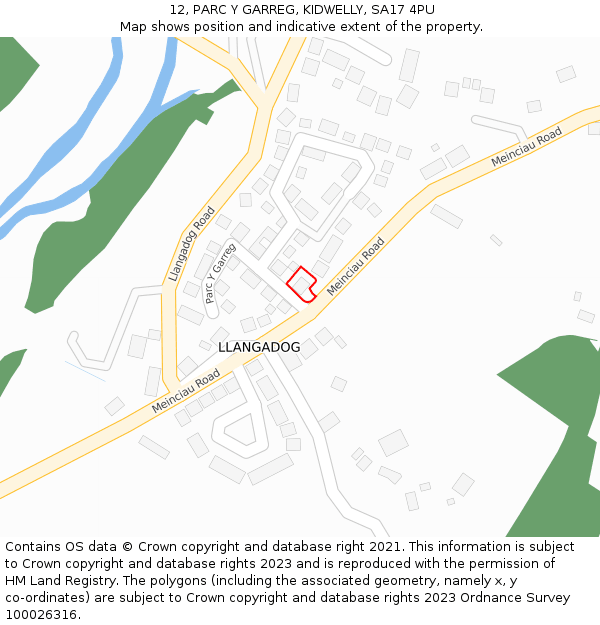 12, PARC Y GARREG, KIDWELLY, SA17 4PU: Location map and indicative extent of plot