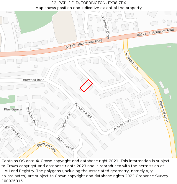 12, PATHFIELD, TORRINGTON, EX38 7BX: Location map and indicative extent of plot