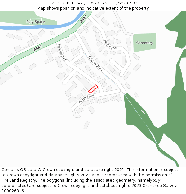 12, PENTREF ISAF, LLANRHYSTUD, SY23 5DB: Location map and indicative extent of plot