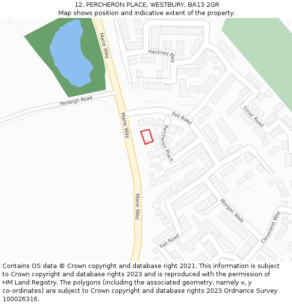 12, PERCHERON PLACE, WESTBURY, BA13 2GR: Location map and indicative extent of plot