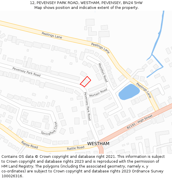 12, PEVENSEY PARK ROAD, WESTHAM, PEVENSEY, BN24 5HW: Location map and indicative extent of plot