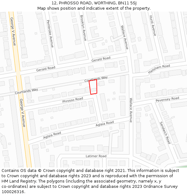 12, PHROSSO ROAD, WORTHING, BN11 5SJ: Location map and indicative extent of plot