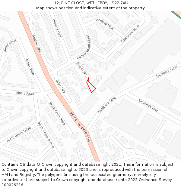 12, PINE CLOSE, WETHERBY, LS22 7XU: Location map and indicative extent of plot