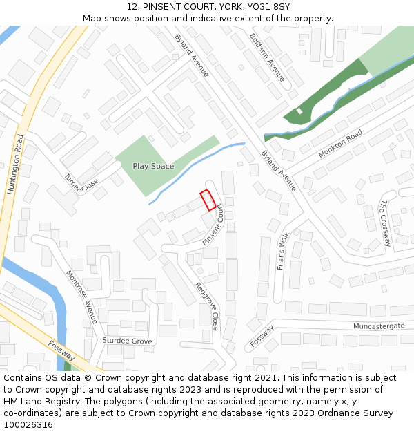 12, PINSENT COURT, YORK, YO31 8SY: Location map and indicative extent of plot