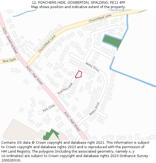 12, POACHERS HIDE, GOSBERTON, SPALDING, PE11 4PF: Location map and indicative extent of plot