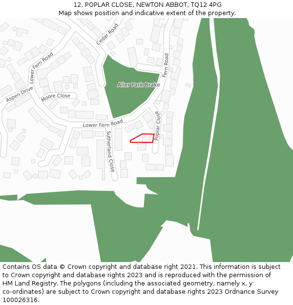 12, POPLAR CLOSE, NEWTON ABBOT, TQ12 4PG: Location map and indicative extent of plot