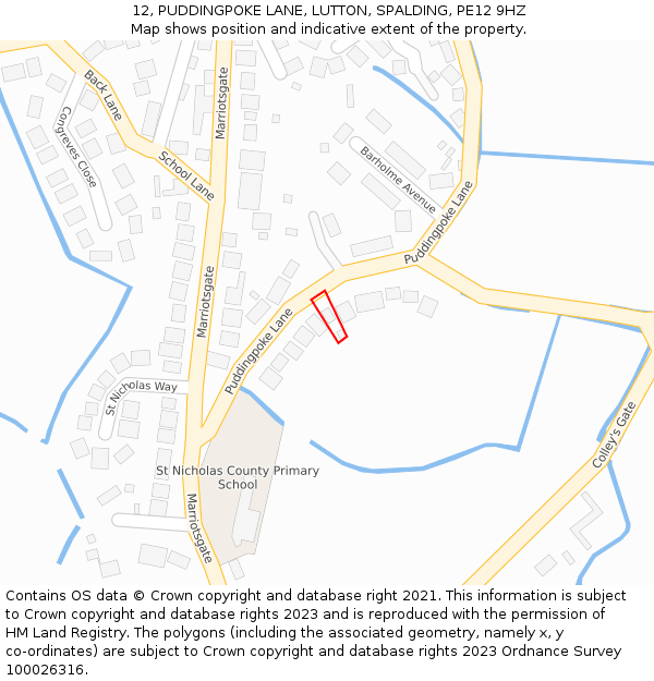 12, PUDDINGPOKE LANE, LUTTON, SPALDING, PE12 9HZ: Location map and indicative extent of plot