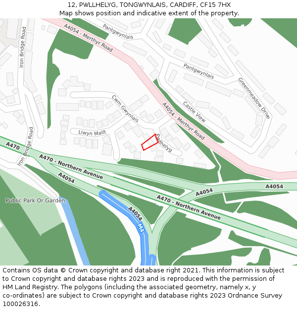 12, PWLLHELYG, TONGWYNLAIS, CARDIFF, CF15 7HX: Location map and indicative extent of plot