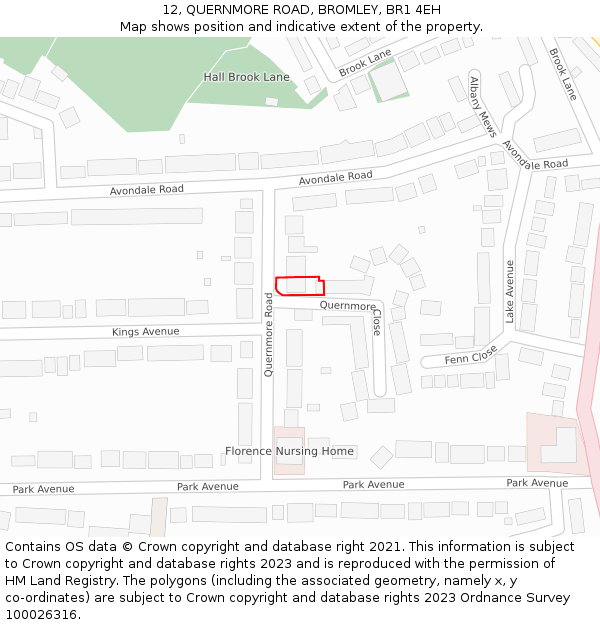 12, QUERNMORE ROAD, BROMLEY, BR1 4EH: Location map and indicative extent of plot