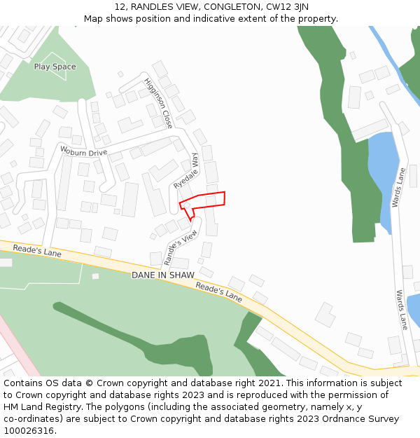 12, RANDLES VIEW, CONGLETON, CW12 3JN: Location map and indicative extent of plot