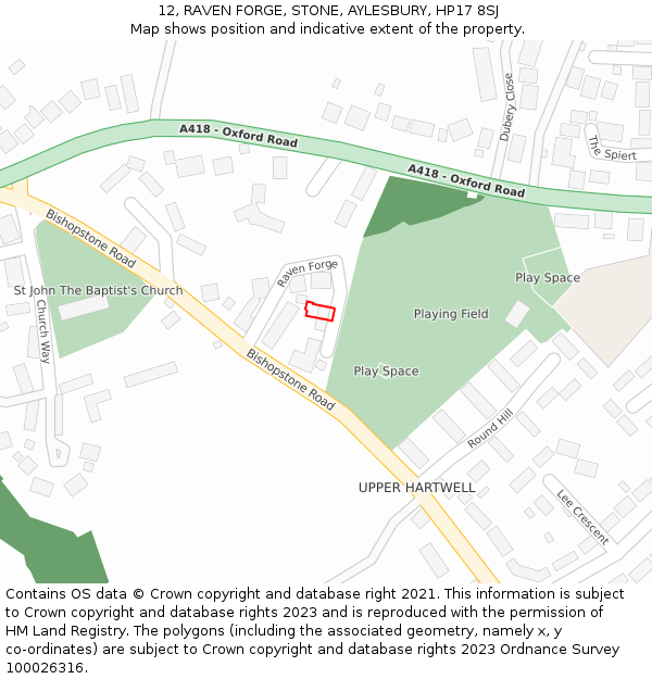 12, RAVEN FORGE, STONE, AYLESBURY, HP17 8SJ: Location map and indicative extent of plot
