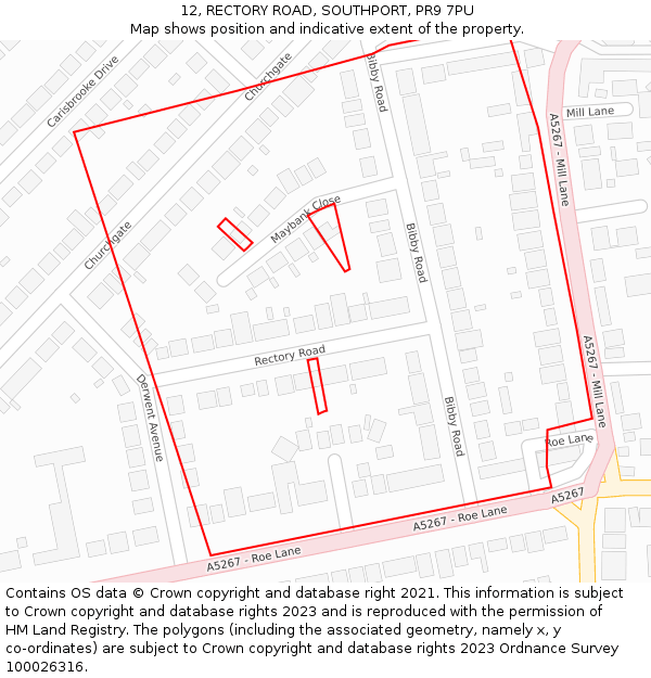 12, RECTORY ROAD, SOUTHPORT, PR9 7PU: Location map and indicative extent of plot